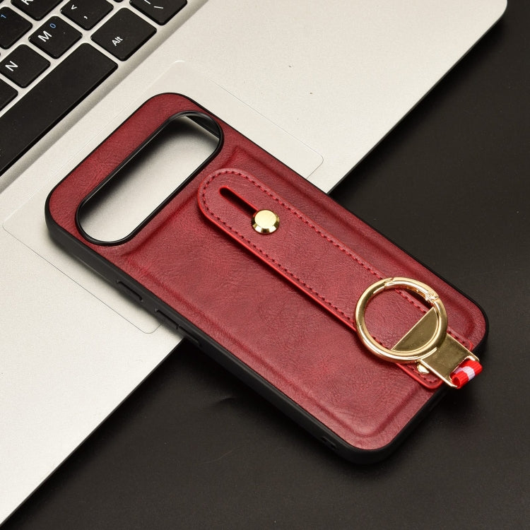 For Google Pixel 9 Wristband Leather Back Phone Case(Red) by buy2fix