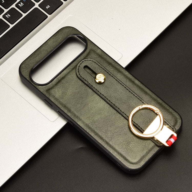 For Google Pixel 9 Wristband Leather Back Phone Case(Green) by buy2fix