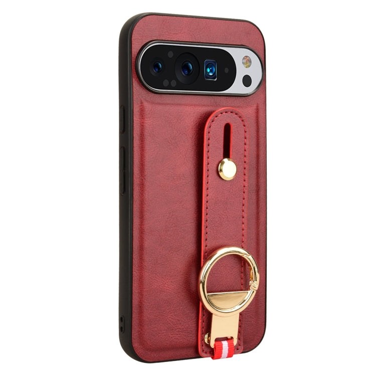 For Google Pixel 9 Pro XL Wristband Leather Back Phone Case(Red) by buy2fix