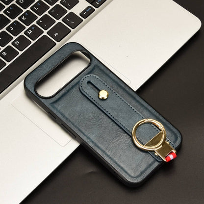 For Google Pixel 9 Pro XL Wristband Leather Back Phone Case(Blue) by buy2fix