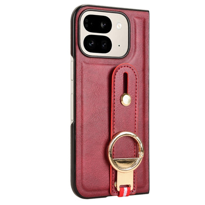 For Google Pixel 9 Pro Fold Wristband Leather Back Phone Case(Red) by buy2fix