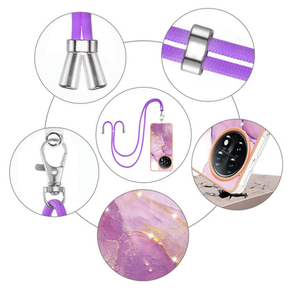 For OnePlus 11 Electroplating Marble Dual-side IMD Phone Case with Lanyard(Purple 001) - OnePlus Cases by buy2fix | Online Shopping UK | buy2fix