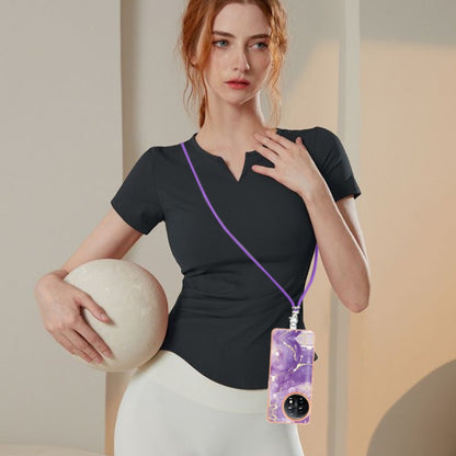 For OnePlus 11 Electroplating Marble Dual-side IMD Phone Case with Lanyard(Purple 002) - OnePlus Cases by buy2fix | Online Shopping UK | buy2fix