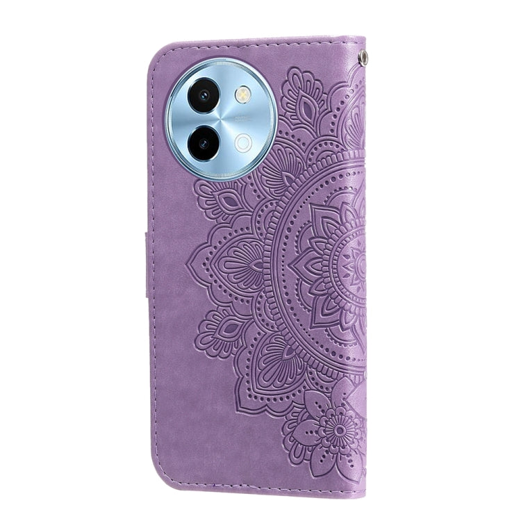 For vivo Y38 5G / T3x 5G Global Seven-petal Flowers Embossing Leather Phone Case(Light Purple) - vivo Cases by buy2fix | Online Shopping UK | buy2fix