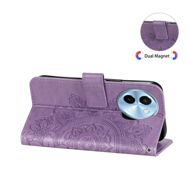 For vivo Y38 5G / T3x 5G Global Seven-petal Flowers Embossing Leather Phone Case(Light Purple) - vivo Cases by buy2fix | Online Shopping UK | buy2fix