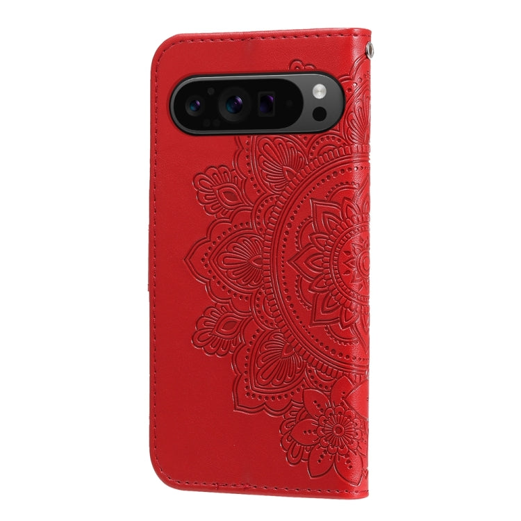 For Google Pixel 9 Pro Seven-petal Flowers Embossing Leather Phone Case(Red) by buy2fix