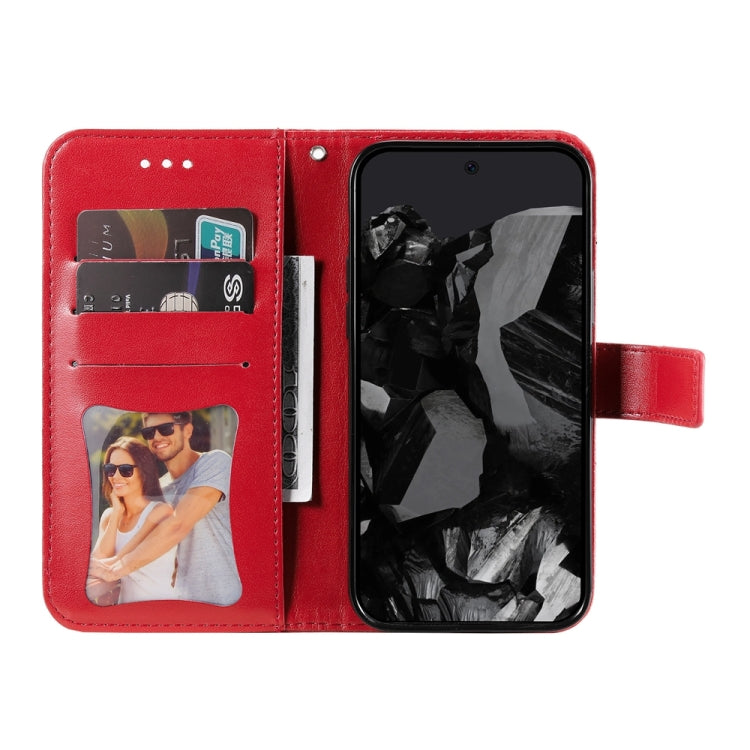 For Google Pixel 9 Pro Seven-petal Flowers Embossing Leather Phone Case(Red) by buy2fix
