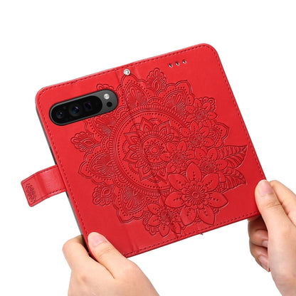 For Google Pixel 9 Pro Seven-petal Flowers Embossing Leather Phone Case(Red) by buy2fix