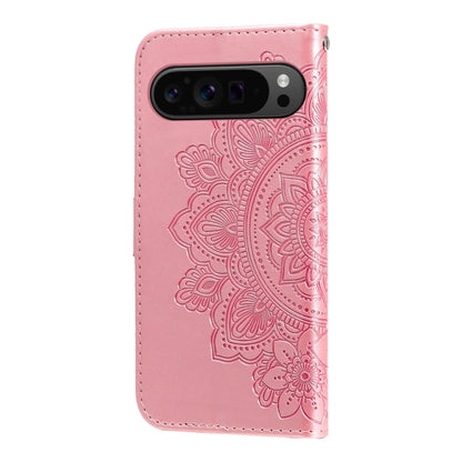 For Google Pixel 9 Pro Seven-petal Flowers Embossing Leather Phone Case(Rose Gold) by buy2fix