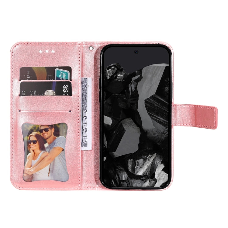 For Google Pixel 9 Pro Seven-petal Flowers Embossing Leather Phone Case(Rose Gold) by buy2fix