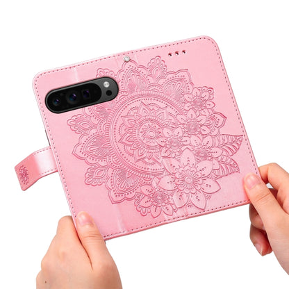 For Google Pixel 9 Pro Seven-petal Flowers Embossing Leather Phone Case(Rose Gold) by buy2fix
