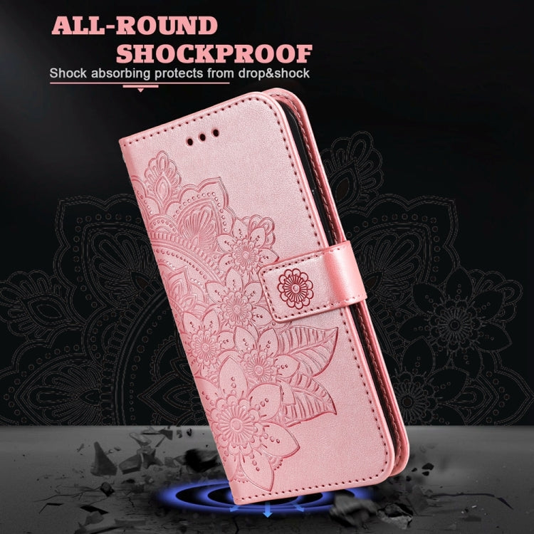 For Google Pixel 9 Pro Seven-petal Flowers Embossing Leather Phone Case(Rose Gold) by buy2fix