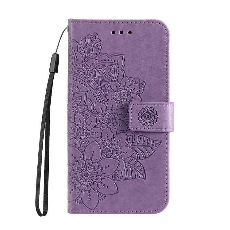 For Google Pixel 9 Seven-petal Flowers Embossing Leather Phone Case(Light Purple) by buy2fix