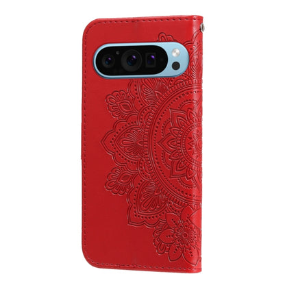 For Google Pixel 9 Seven-petal Flowers Embossing Leather Phone Case(Red) by buy2fix
