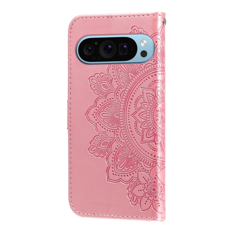 For Google Pixel 9 Seven-petal Flowers Embossing Leather Phone Case(Rose Gold) by buy2fix