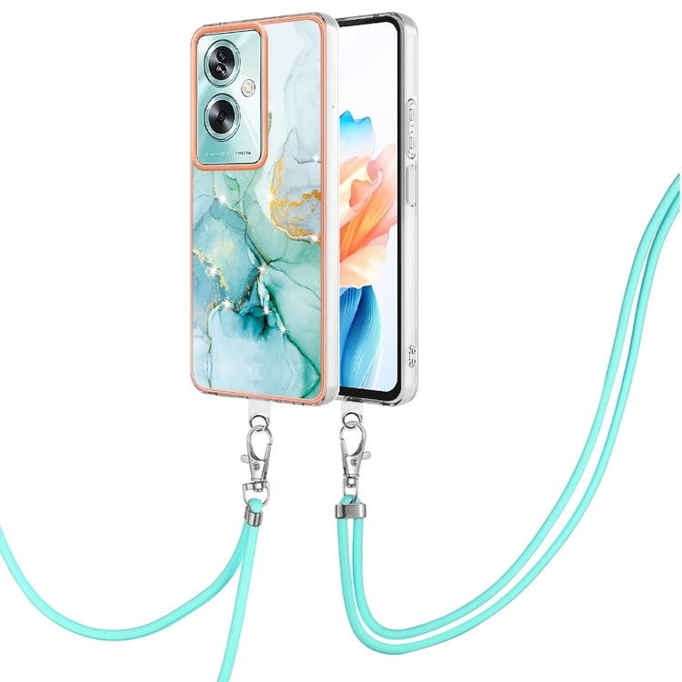 For OPPO A79 5G Global Electroplating Marble Dual-side IMD Phone Case with Lanyard(Green 003) by buy2fix