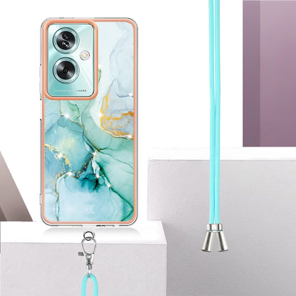 For OPPO A79 5G Global Electroplating Marble Dual-side IMD Phone Case with Lanyard(Green 003) by buy2fix