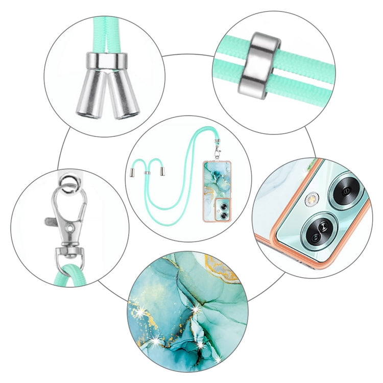For OPPO A79 5G Global Electroplating Marble Dual-side IMD Phone Case with Lanyard(Green 003) by buy2fix
