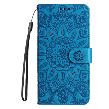 For Google Pixel 9 Pro Embossed Sunflower Leather Phone Case(Blue) by buy2fix