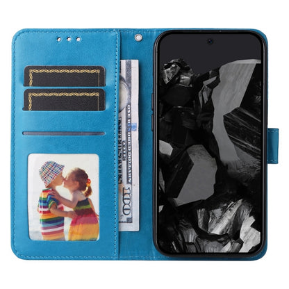 For Google Pixel 9 Pro Embossed Sunflower Leather Phone Case(Blue) by buy2fix