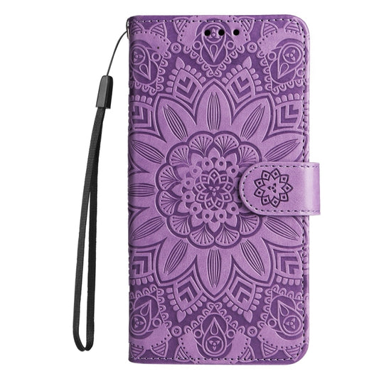 For Google Pixel 9 Pro Embossed Sunflower Leather Phone Case(Purple) by buy2fix
