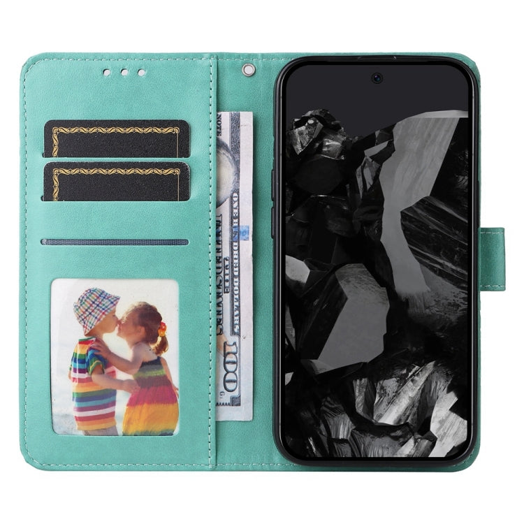 For Google Pixel 9 Pro Embossed Sunflower Leather Phone Case(Green) by buy2fix