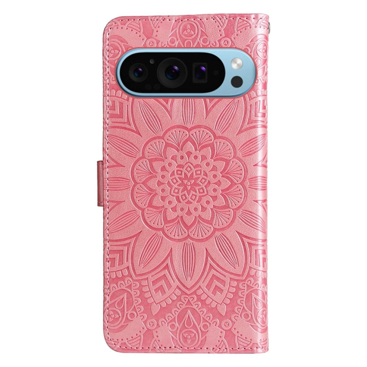 For Google Pixel 9 Embossed Sunflower Leather Phone Case(Rose Gold) by buy2fix