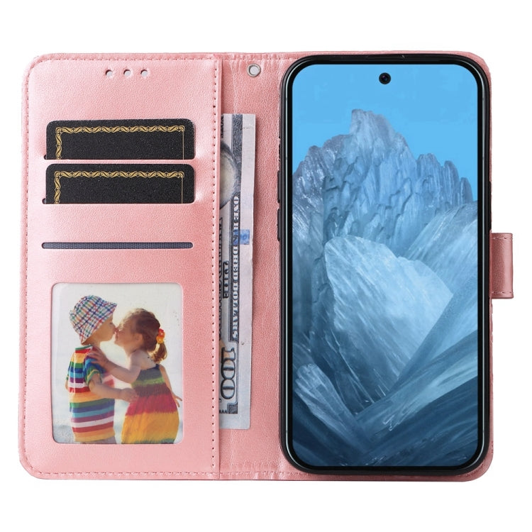 For Google Pixel 9 Embossed Sunflower Leather Phone Case(Rose Gold) by buy2fix