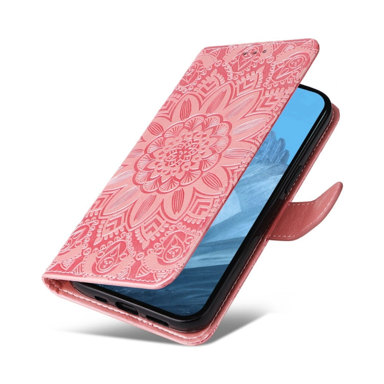 For Google Pixel 9 Embossed Sunflower Leather Phone Case(Rose Gold) by buy2fix