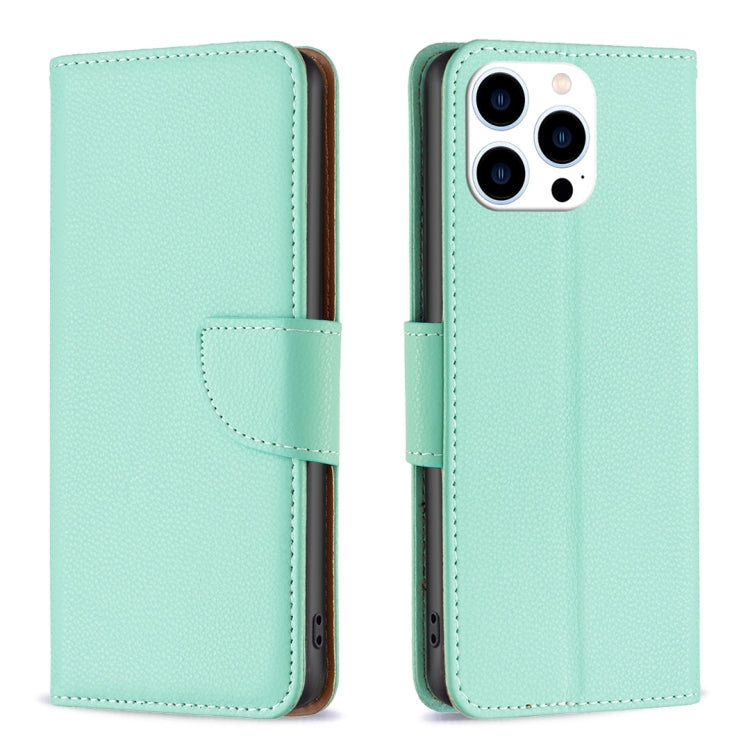 For iPhone 16 Pro Max Litchi Texture Pure Color Flip Leather Phone Case(Green) by buy2fix