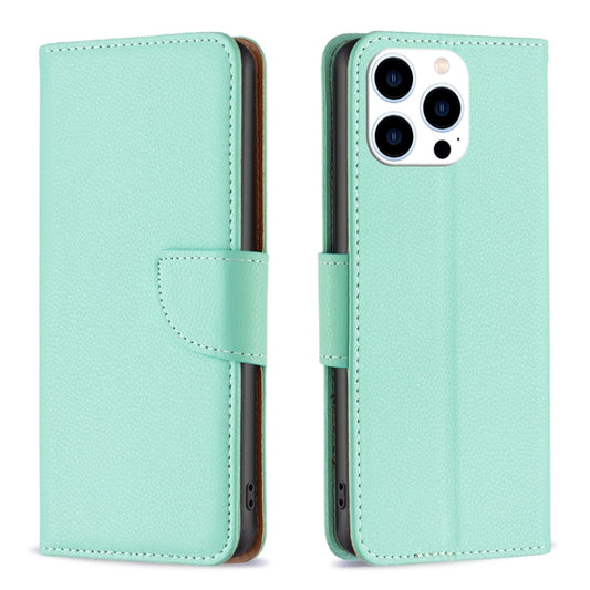 For iPhone 16 Pro Max Litchi Texture Pure Color Flip Leather Phone Case(Green) by buy2fix