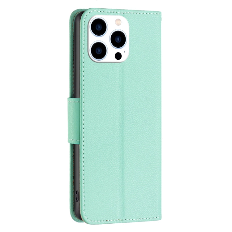 For iPhone 16 Pro Max Litchi Texture Pure Color Flip Leather Phone Case(Green) by buy2fix