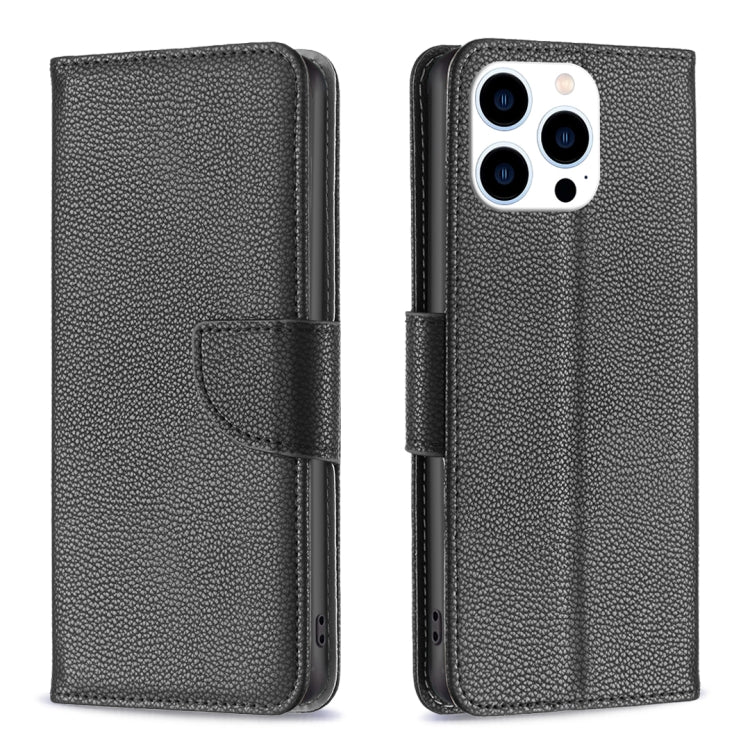For iPhone 16 Pro Max Litchi Texture Pure Color Flip Leather Phone Case(Black) by buy2fix