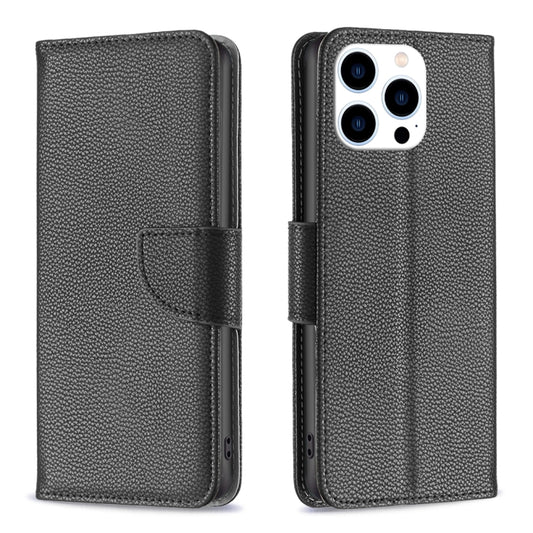 For iPhone 16 Pro Max Litchi Texture Pure Color Flip Leather Phone Case(Black) by buy2fix
