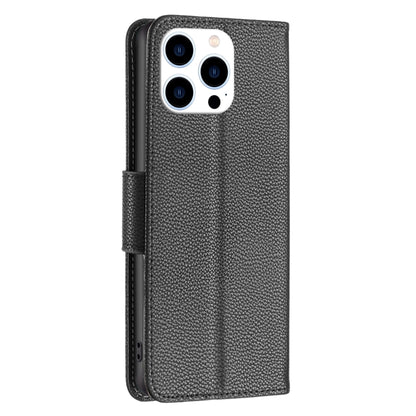 For iPhone 16 Pro Max Litchi Texture Pure Color Flip Leather Phone Case(Black) by buy2fix
