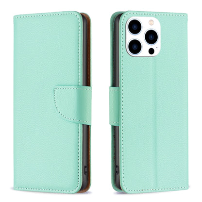For iPhone 16 Pro Litchi Texture Pure Color Flip Leather Phone Case(Green) by buy2fix