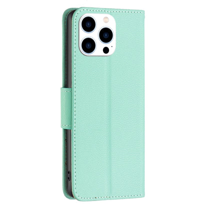 For iPhone 16 Pro Litchi Texture Pure Color Flip Leather Phone Case(Green) by buy2fix