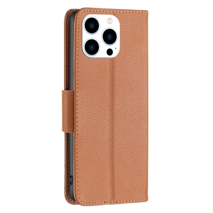 For iPhone 16 Pro Litchi Texture Pure Color Flip Leather Phone Case(Brown) by buy2fix