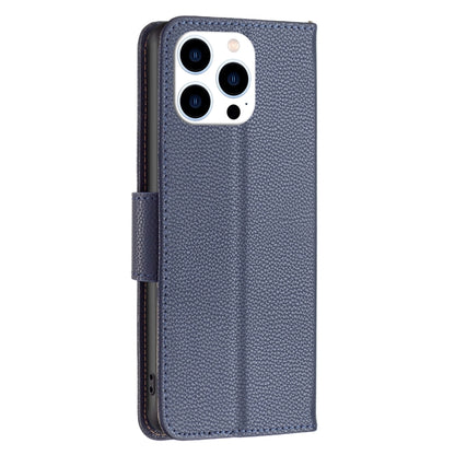 For iPhone 16 Pro Litchi Texture Pure Color Flip Leather Phone Case(Blue) by buy2fix