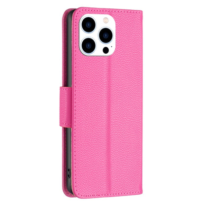 For iPhone 16 Pro Litchi Texture Pure Color Flip Leather Phone Case(Rose Red) by buy2fix