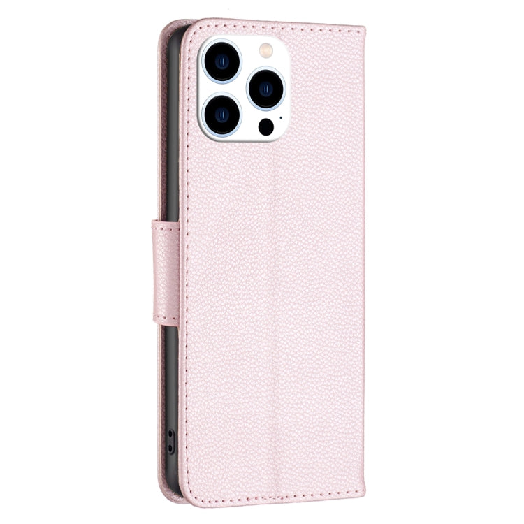 For iPhone 16 Pro Litchi Texture Pure Color Flip Leather Phone Case(Rose Gold) by buy2fix