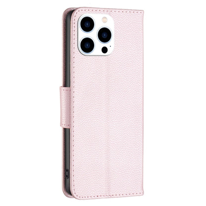 For iPhone 16 Pro Litchi Texture Pure Color Flip Leather Phone Case(Rose Gold) by buy2fix