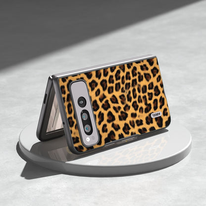 For Google Pixel Fold ABEEL Black Edge Leopard Phone Case(Golden) by buy2fix