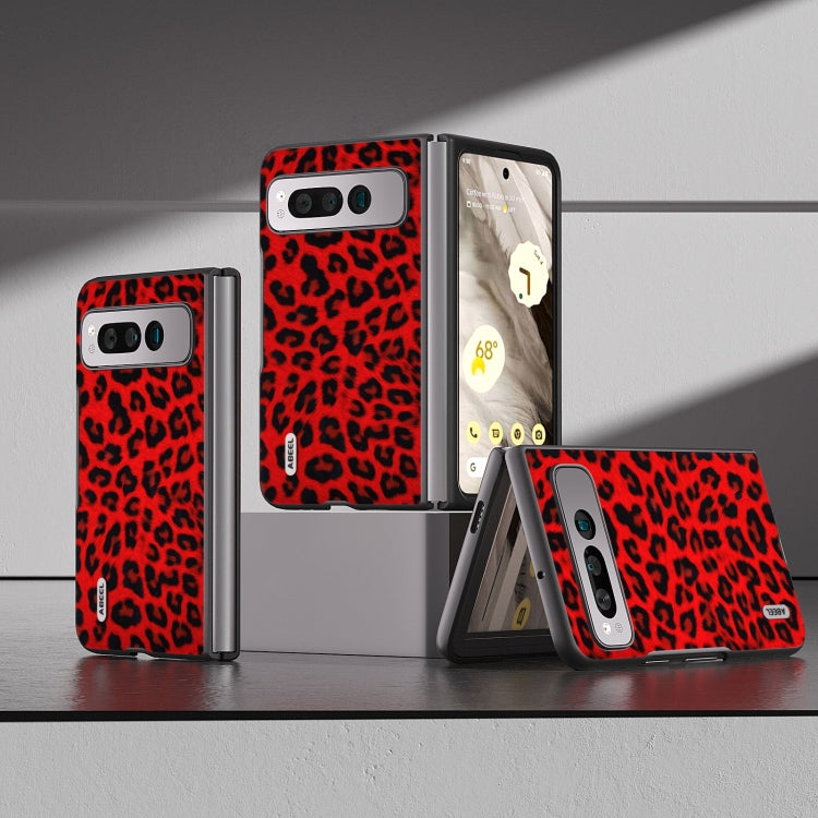 For Google Pixel Fold ABEEL Black Edge Leopard Phone Case(Red) by buy2fix
