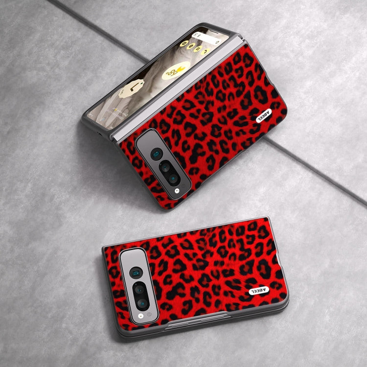 For Google Pixel Fold ABEEL Black Edge Leopard Phone Case(Red) by buy2fix