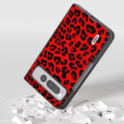 For Google Pixel Fold ABEEL Black Edge Leopard Phone Case(Red) by buy2fix