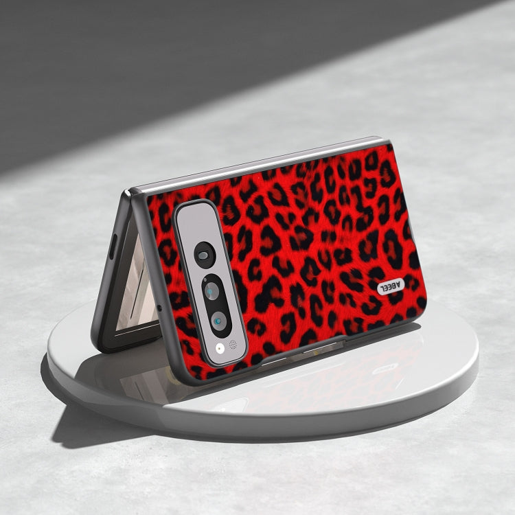 For Google Pixel Fold ABEEL Black Edge Leopard Phone Case(Red) by buy2fix