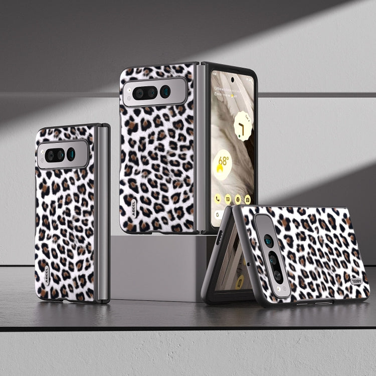 For Google Pixel Fold ABEEL Black Edge Leopard Phone Case(Silver) by buy2fix