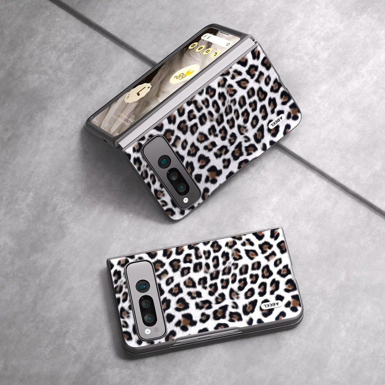 For Google Pixel Fold ABEEL Black Edge Leopard Phone Case(Silver) by buy2fix