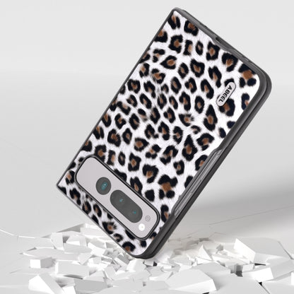 For Google Pixel Fold ABEEL Black Edge Leopard Phone Case(Silver) by buy2fix